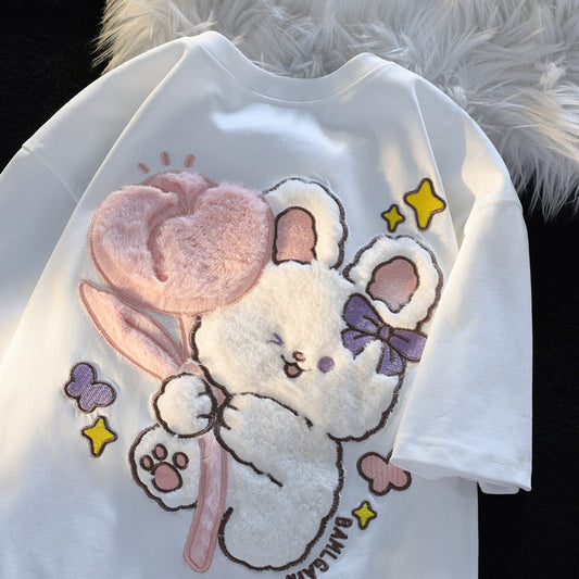 Camiseta conejito tulipán mullido