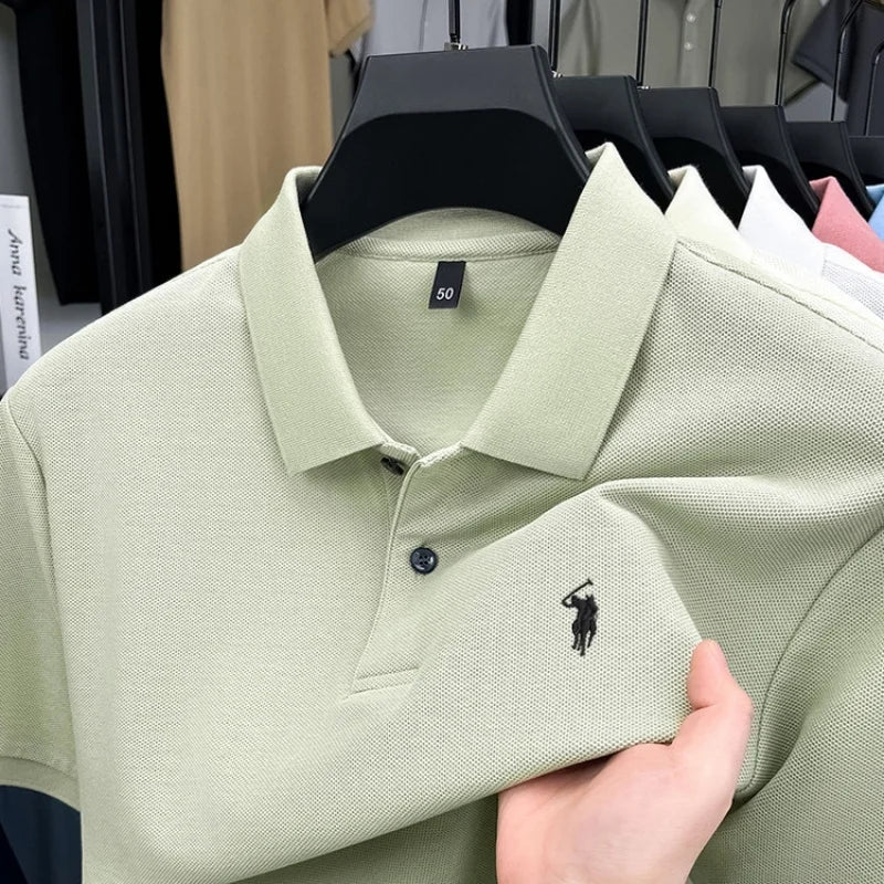 100% Pure Cotton High-End Brand Men's Short Sleeve Polo Shirt Summer