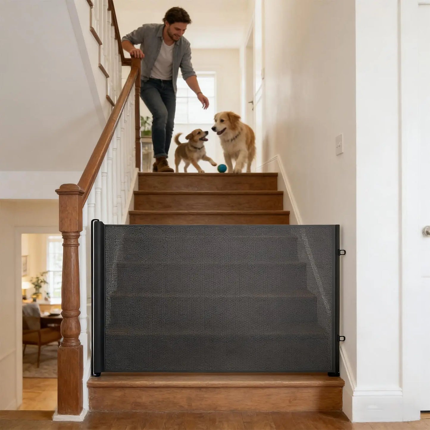 Dog Gate No Drilling Retractable Small Fence Dog Stairway Safety Barrier Enclosure for Outdoor Indoor Hallway Staircase Porch