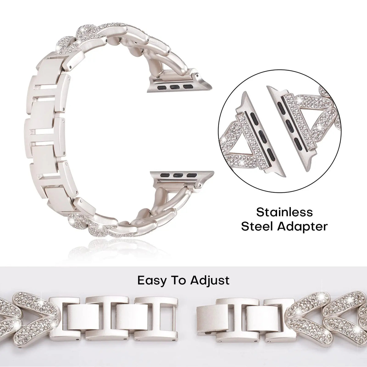 Apple Watch Rhinestone Leaf-Link Bracelet Band