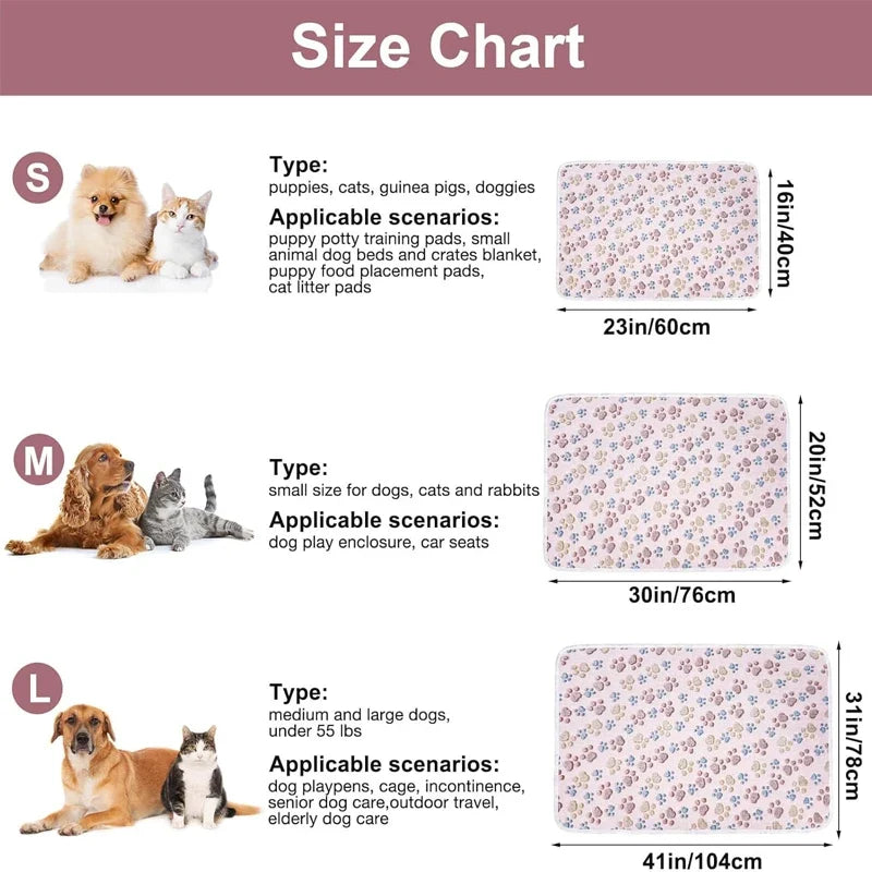 Pet Blanket Cute Dog Paw Print Blanket Pet Mat Warm Comfortable Blanket for Cat Dogs Soft Fluffy Pet Mat Flannel Dog Blanket