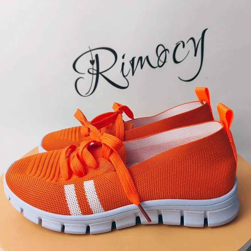 Fashion Striped Knitted Flats Women 2025 Summer Soft Sole Non Slip Walking Shoes Woman Plus Size 36-43 Low Heel Loafer Female