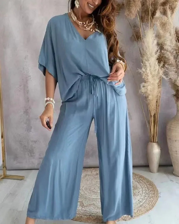Women V Neck Linen Cotton Tee Loose Blouse Tops Spring Summer Casual T Shirts
