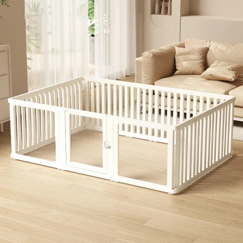 Indoor Playpen Dog Fence Cage with Gate Big Portable Dog Fences Acrylic Transparent Panel Pet Fences Household Puppy Supplies