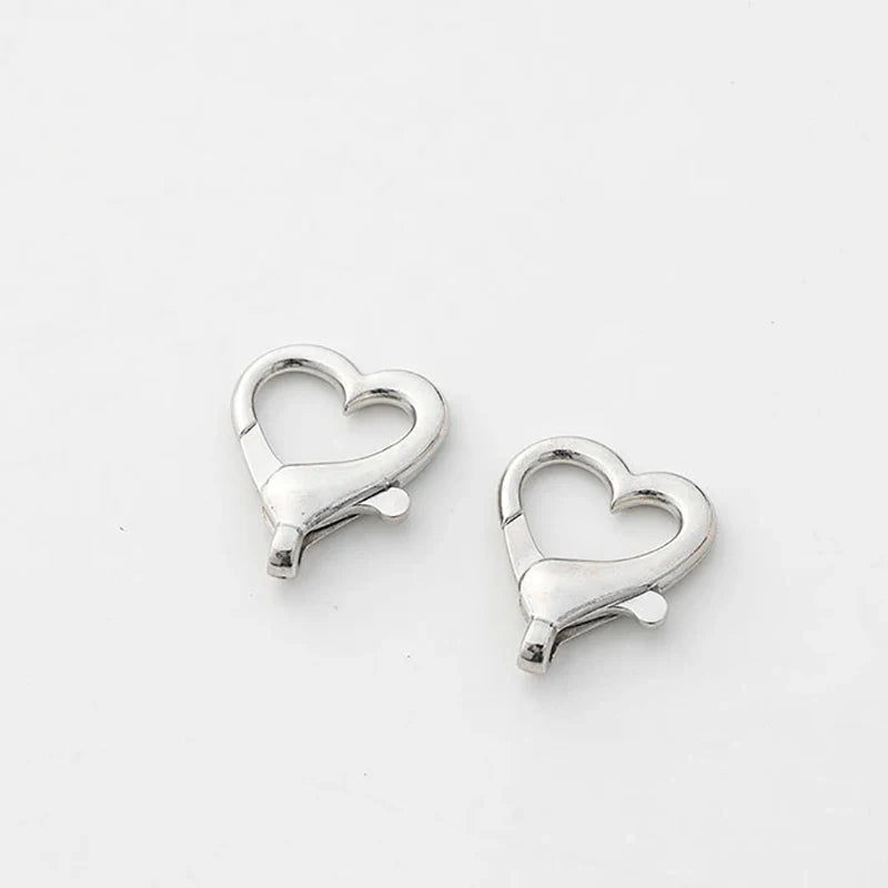 10pcs Heart Shaped Spring Clasps Metal Lobster Clasps Bag Clips Hook Dog Chain Buckles DIY Keychain Jewelry Making Accessories