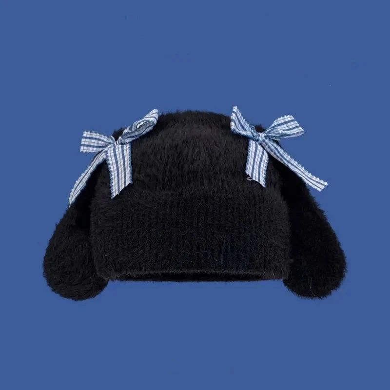 Gorro con orejas y lazo de conejo
