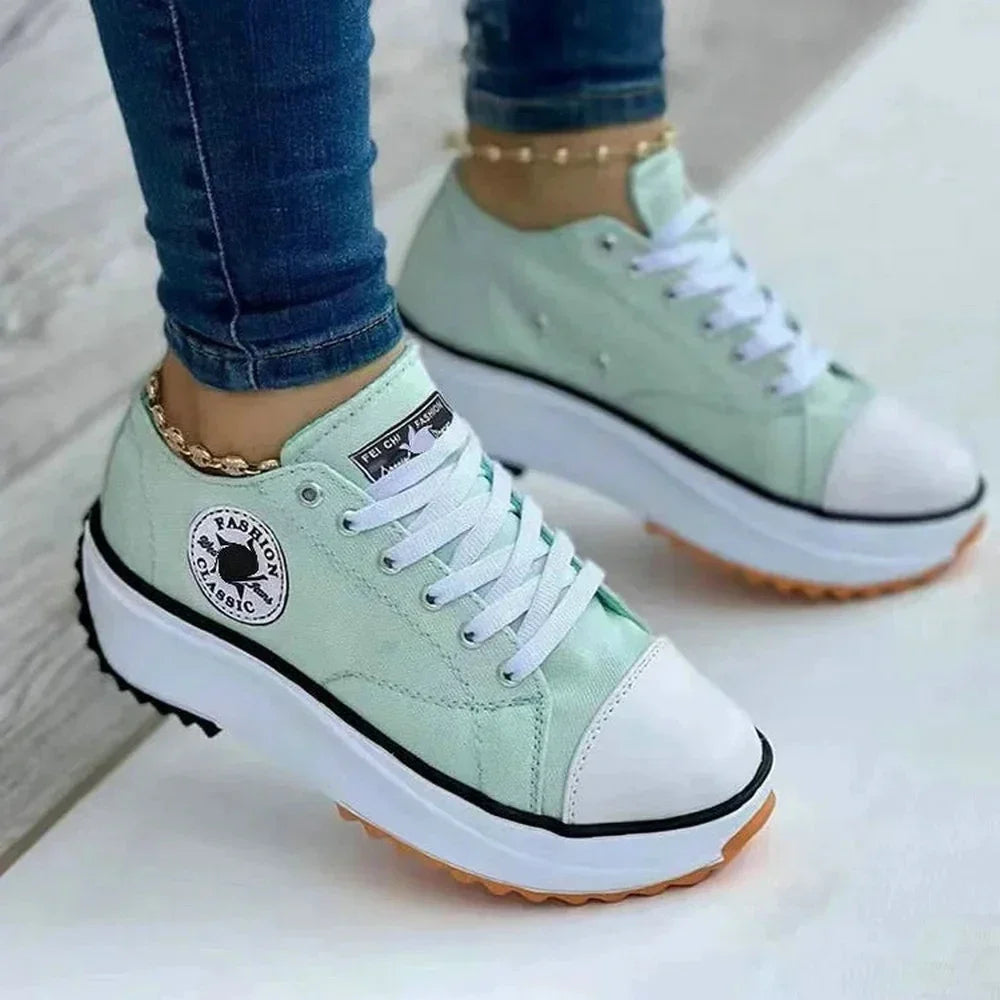 Women Shoes Classic White Canvas Sneakers Fashion Platform Women Casual shoes High Quality Lace-Up Feamle Tennis Shoes 35-43