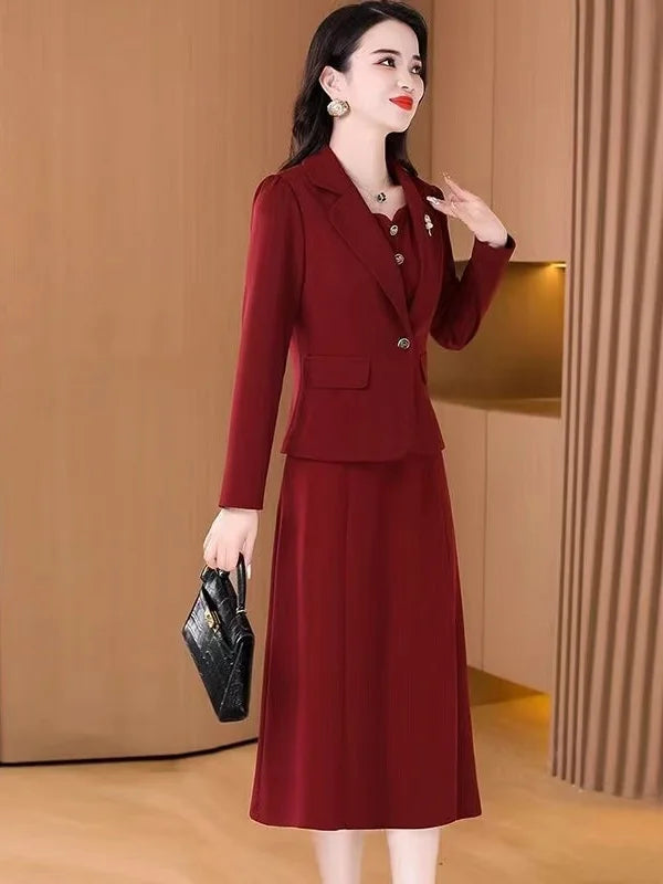 High Waist A-Line Skirt Suit Korean Style Long Sleeve Wedding Dress October Marriage Gown Two-Piece Set Fashionable plus Size