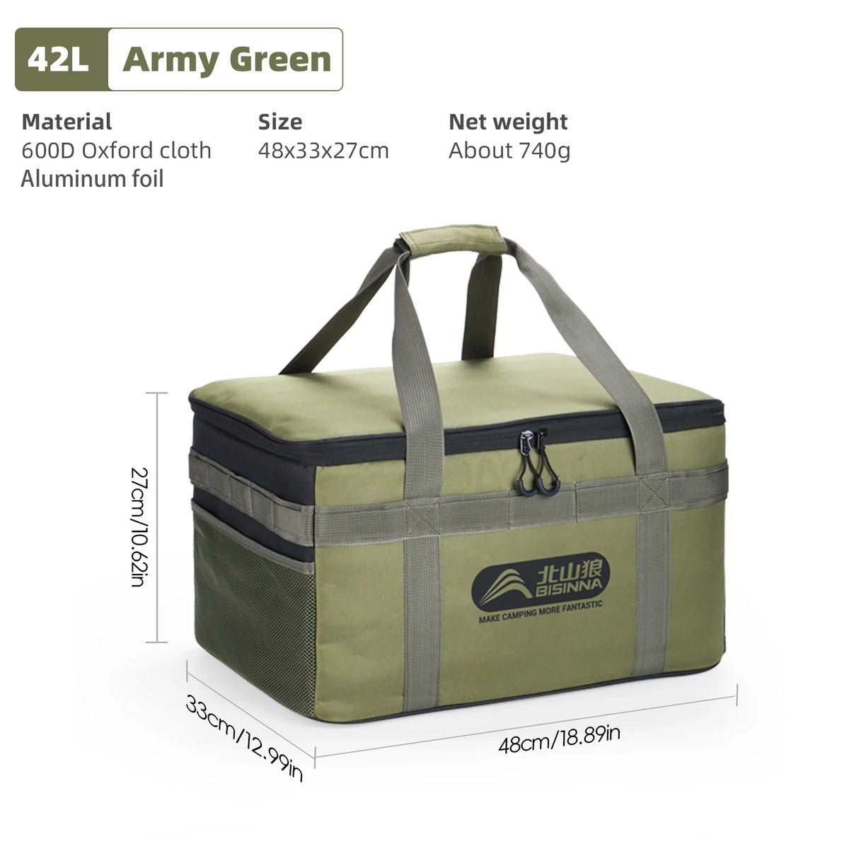 BISINNA Outdoor Camping Bag 26L/30L/42L Folding Gas Tank Storage Bag Picnic Cookwre Container Camp Supplies Adjustable Partition