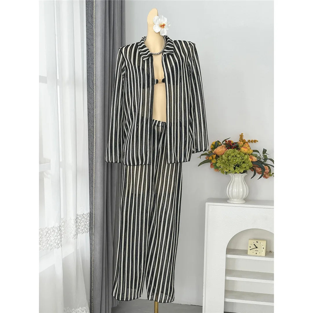 4PCS Striped With Long Sleeve Pants Bikini Female Swimsuit Women Swimwear Bather Bathing Suit Swim Four-pieces Bikini set K8072