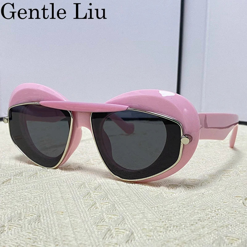 Sexy Cat Eye Punk Sunglasses Women 2026 Luxury Brand New Y2k Sports Double Frame Sun Glasses For Men Shield Eyewear Shades UV400