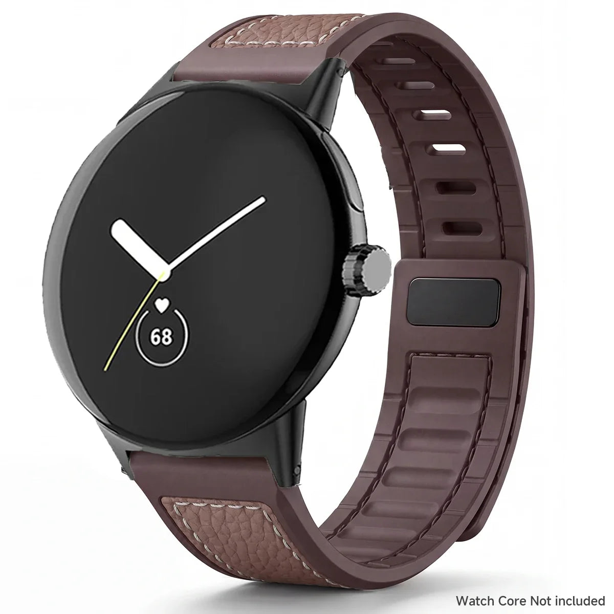 Google Pixel Watch 5, 4 & 3 45mm Litchi Leather Magnetic Band