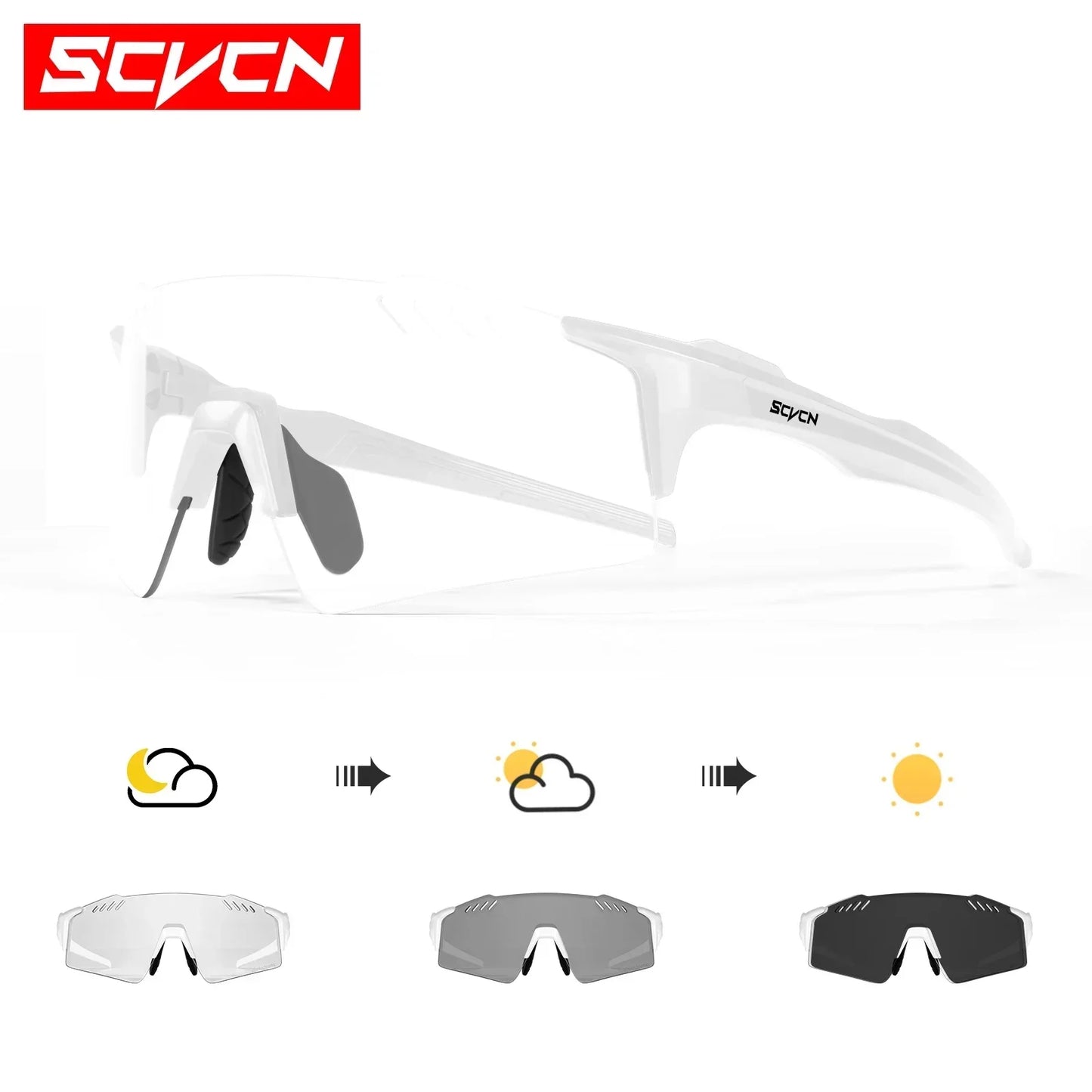 SCVCN Photochromic Sunglasses Mountain Cycling Glasses Outdoor Sports Running Drving Goggles UV400 Men Women Bicycle Eyewear