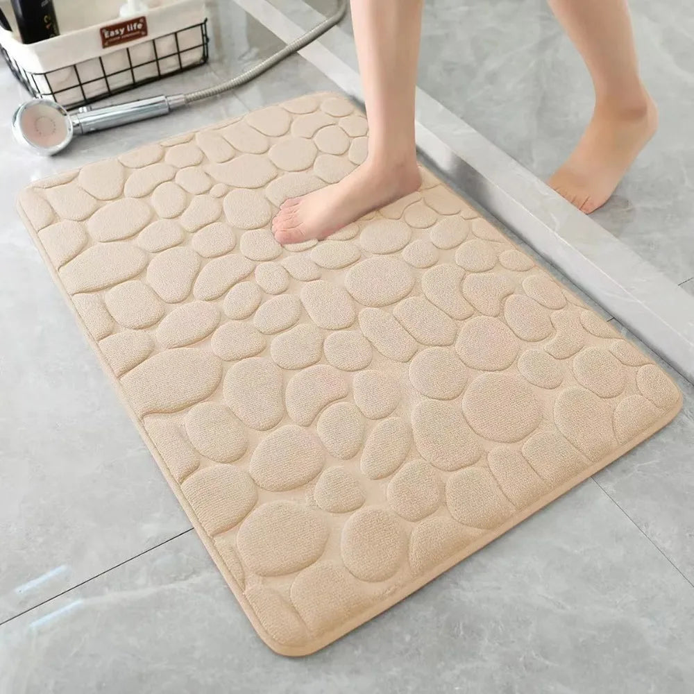 Cobblestone Embossed Bath Mat Non-slip Carpets Water Absorption Washable Bathtub Floor Rug Shower Doormat Bathroom Decor