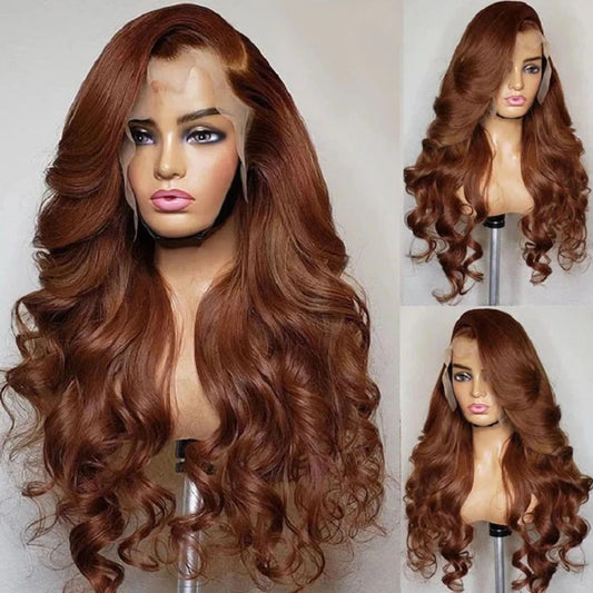 Pelucas de Cabello Humano con Encaje Frontal 13x4 Marrón Chocolate HD para Mujeres Ondas Corporales Transparente 360 Pelucas Frontales Completas de Encaje en Liquidación