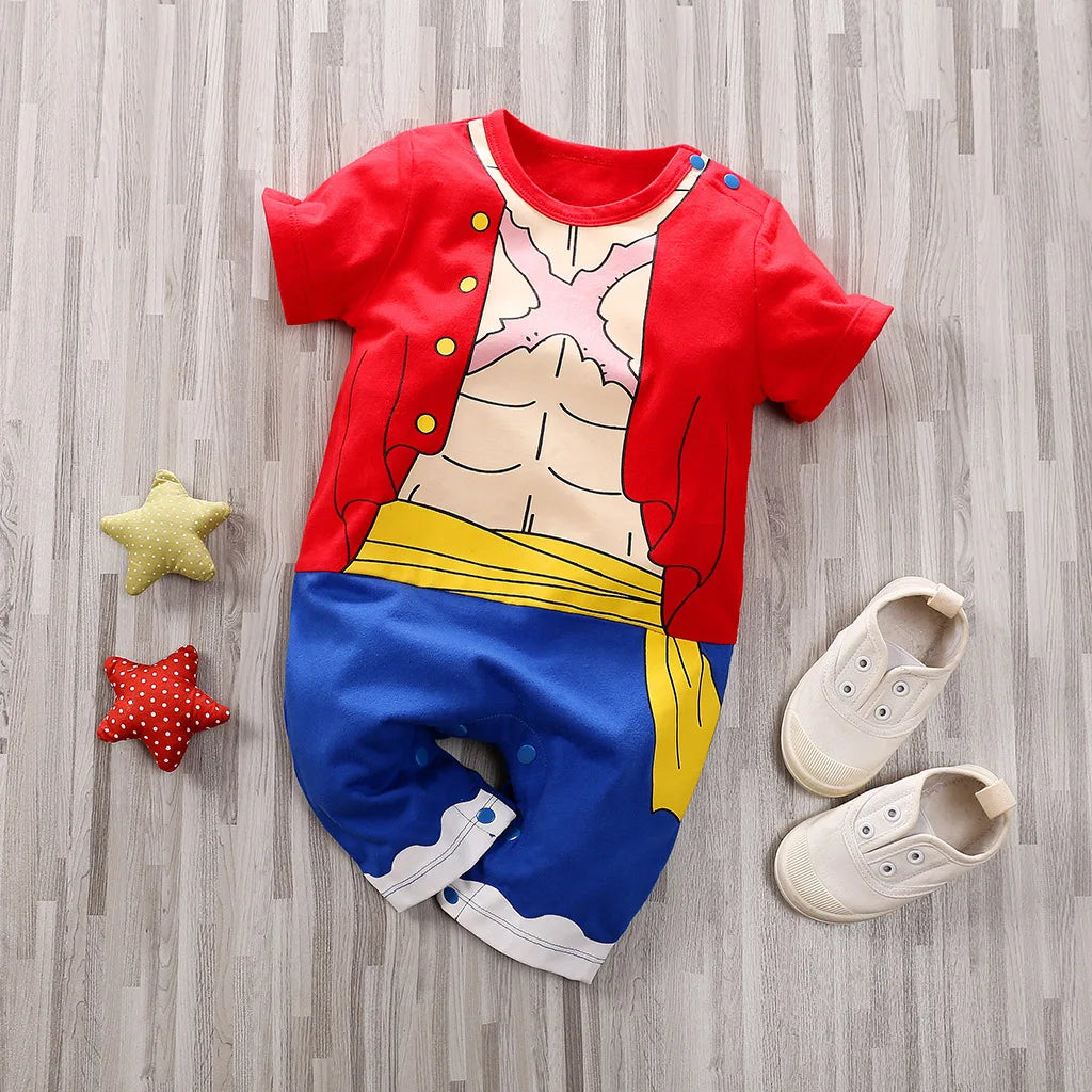 Cartoon 100% Cotton Short Sleeve Newborn Baby Boy Onesie Round Neck Comfortable Soft Trendy New Style Cute and Cool Summer Baby