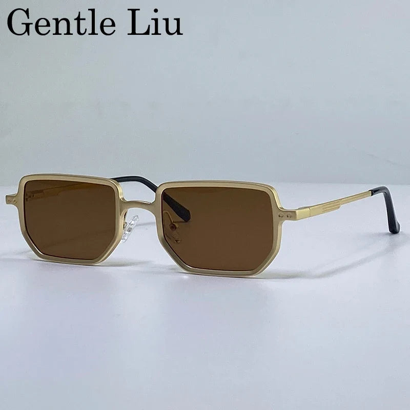Classic Small Frame Steampunk Rectangle Sunglasses Men 2026 Luxury Brand Retro Punk Driving Sun Glasses For Male UV400 Shades