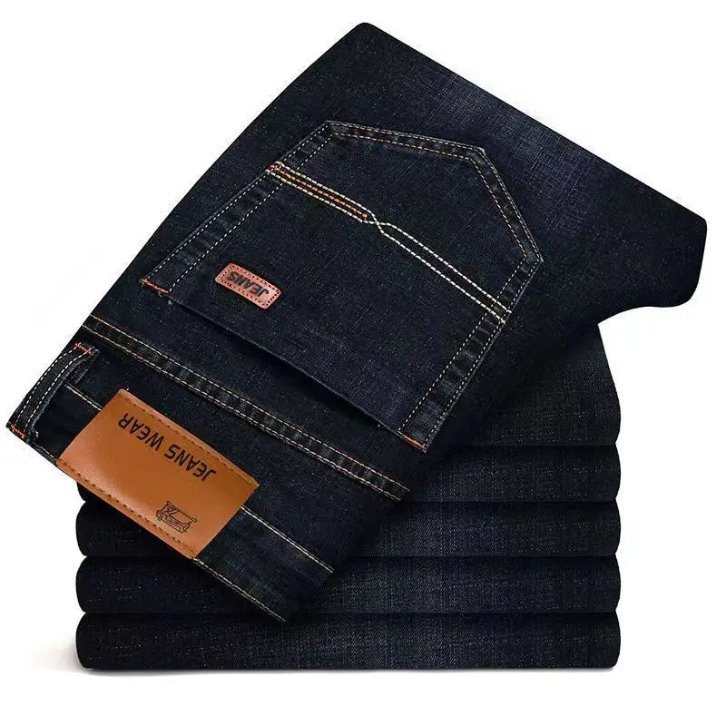   2025 Men NEW Men's Fashion Business Jeans Classic Style Casual Stretch Slim Jean Pants Male Brand Denim Trousers Black Blue Me