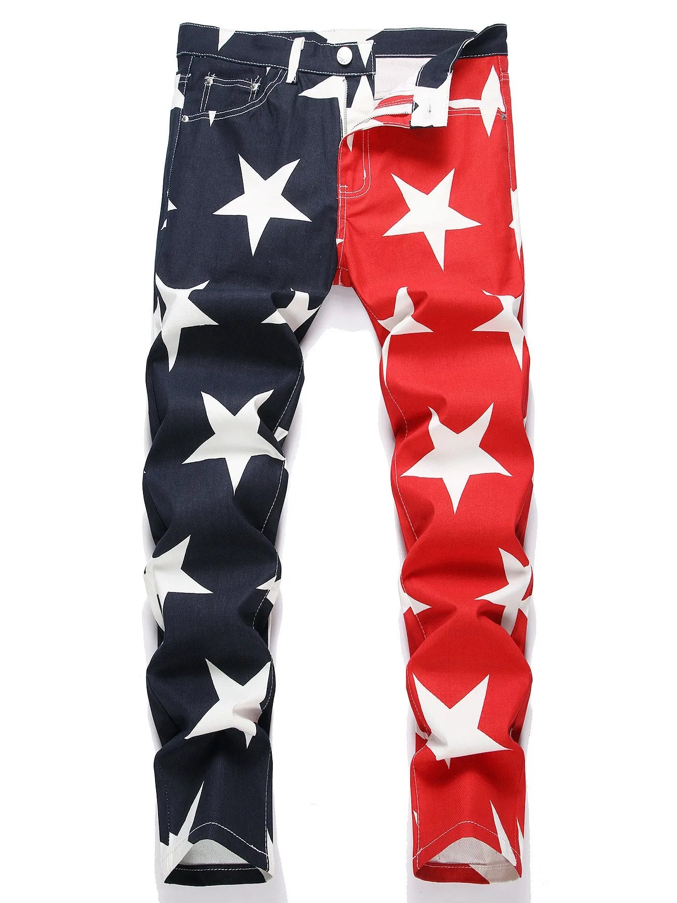 2026 New Fashion Men Clothing Stars Print Jeans Y2K Fancy Color Stretch Cotton Denim Pants Spring Trendy Slim Straight Trousers