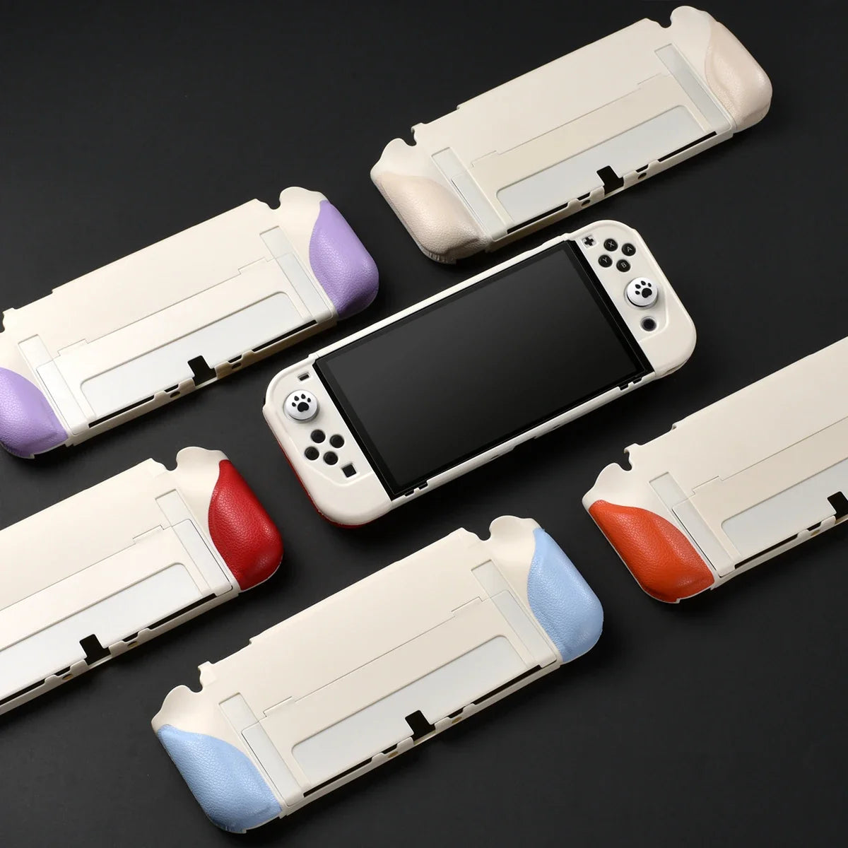 2023 New Switch OLED Case Game Console All-in-One Case Surface Silicone Oily Grip Color Clash