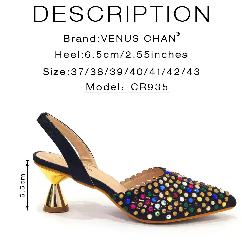 Nuevo conjunto de zapatos y bolso de diseño de diamantes