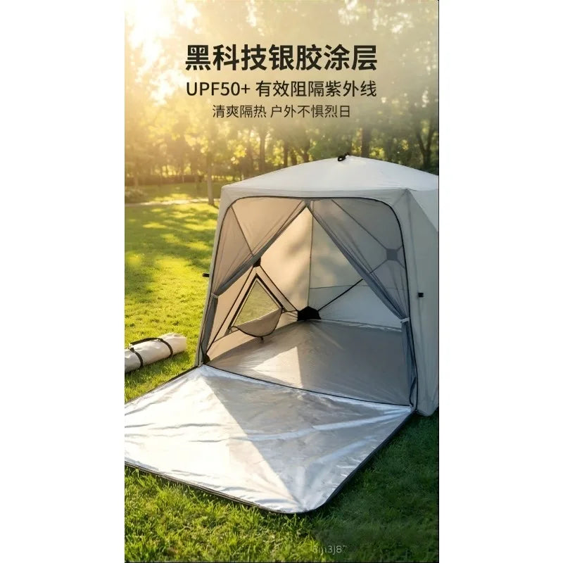 Portable all-round camping tent, silver-coated sunscreen + high-density mosquito-proof net, a must for camping and picnicking