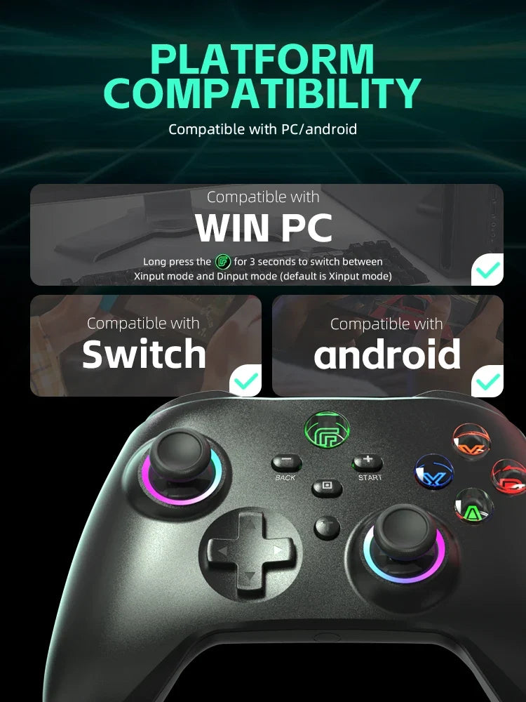 Data Frog Wireless Controller For Switch OLED/LITE/PC/Android Console Pro Gamepad with Programmable Turbo Function