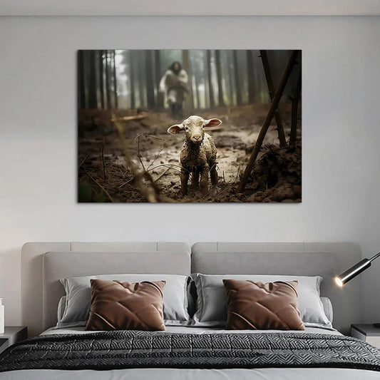 Classic Vintage Wall Art Christ Saves the Lamb HD Canvas Printed Poster Home Living Room Bedroom Hallway Decorative Painting