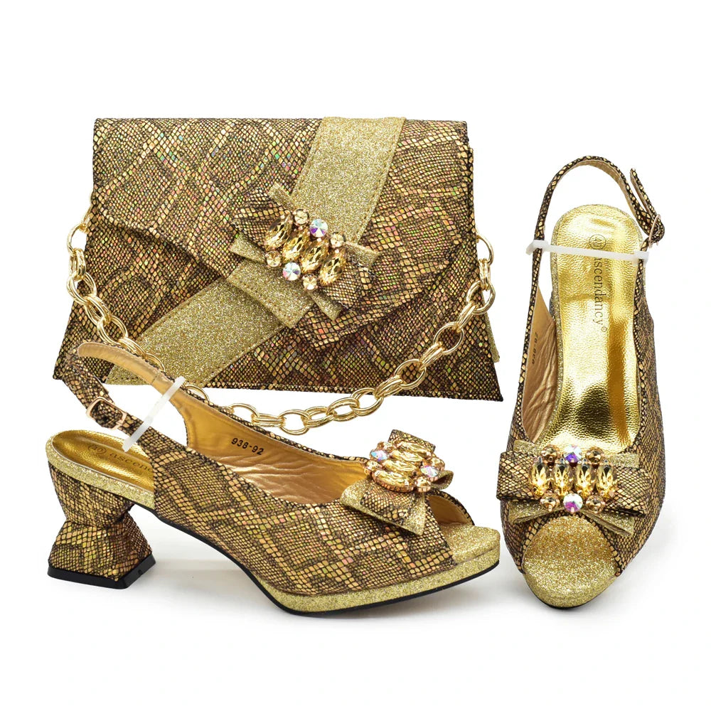 Conjuntos de zapatos y bolsos italianos HFG1-10