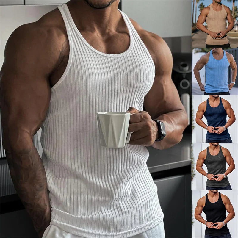 Camiseta de tirantes a rayas para gimnasio StriveFit para hombre - Verano de 2026