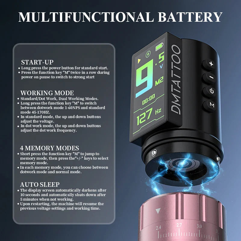DM Venom Wireless Adjustable Stroke Tattoo Machine With 2300mAh Battery