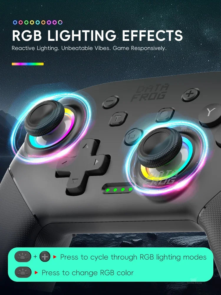 DATA FROG Wireless Game Controller for Switch / OLED / Lite / Switch 2 Console Programmable Joystick Gamepad for PC