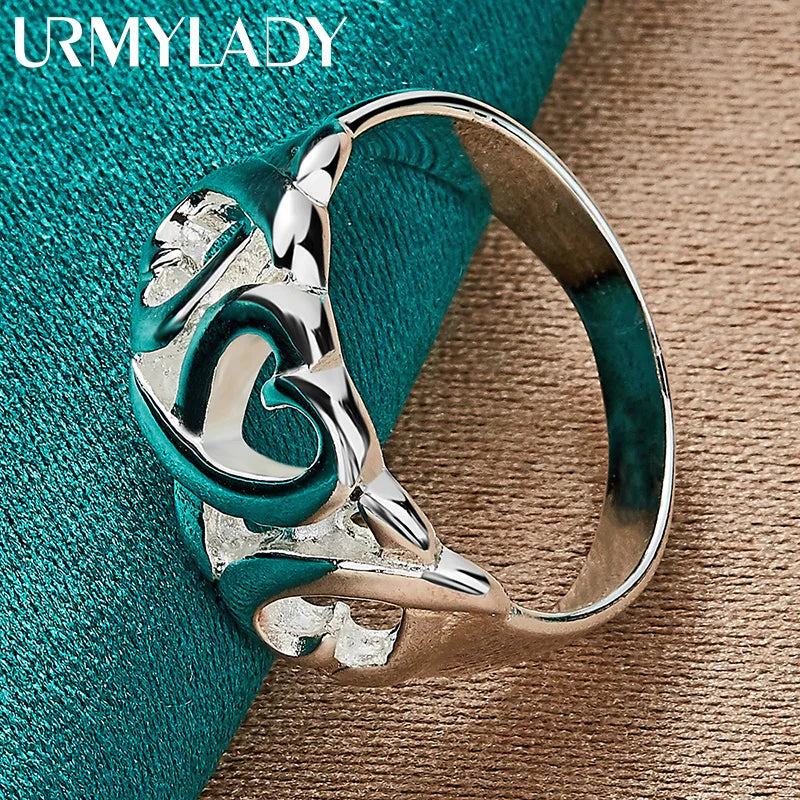 URMYLADY 925 Sterling Silver Love Heart 6-10# Ring For Women Wedding Party Fashion Charm Jewelry