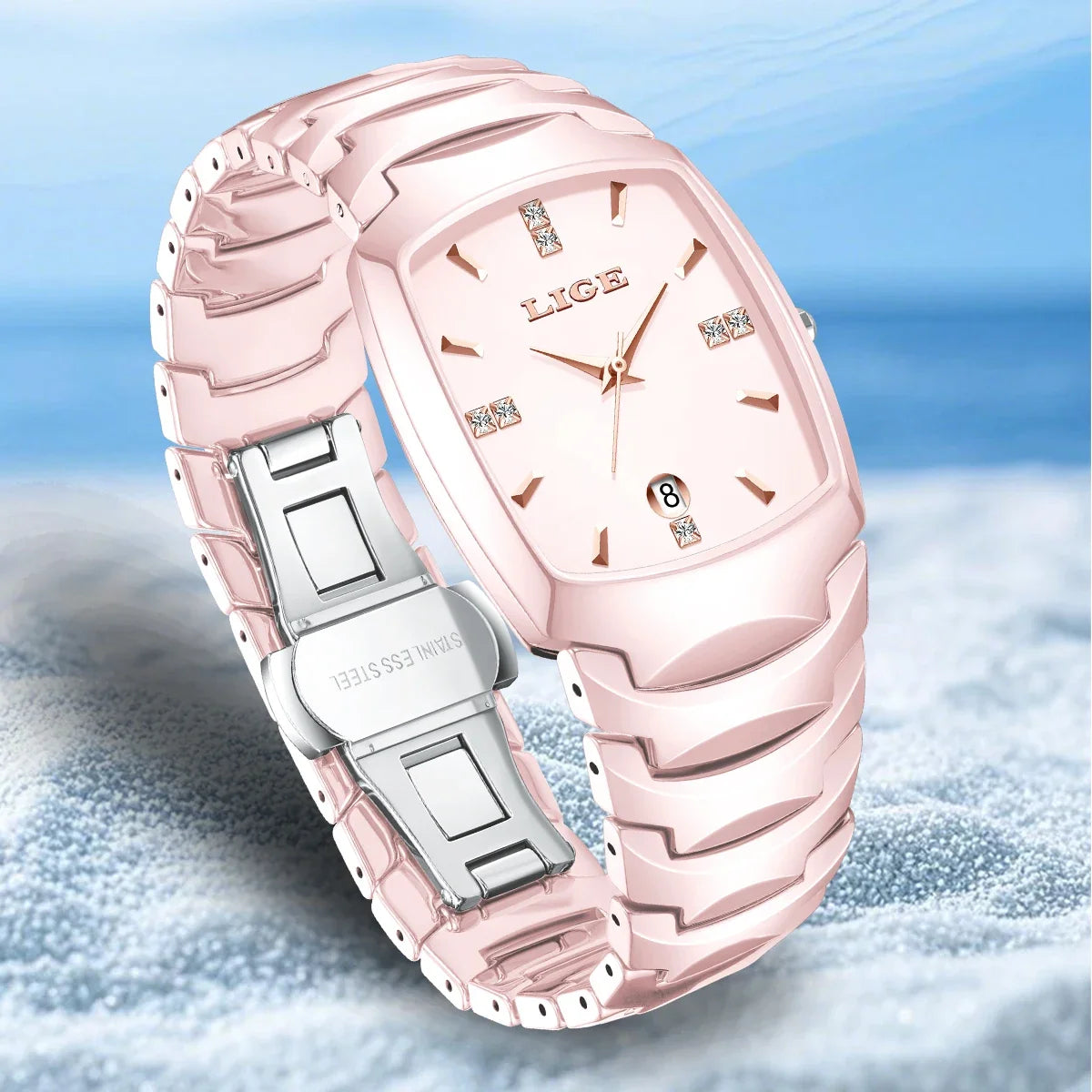 Women's Tonneau Crystal Marker Bracelet Watch