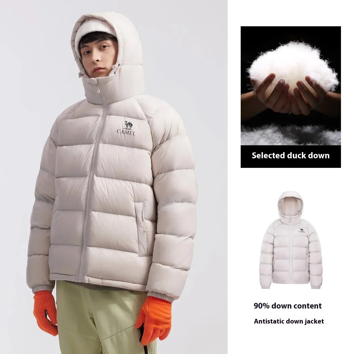 GOLDEN CAMEL Outdoor Down Jackets Unisex Women's Winter Coats High-loft Windproof Warm Duck Down Padding Puffer Jacket Camping