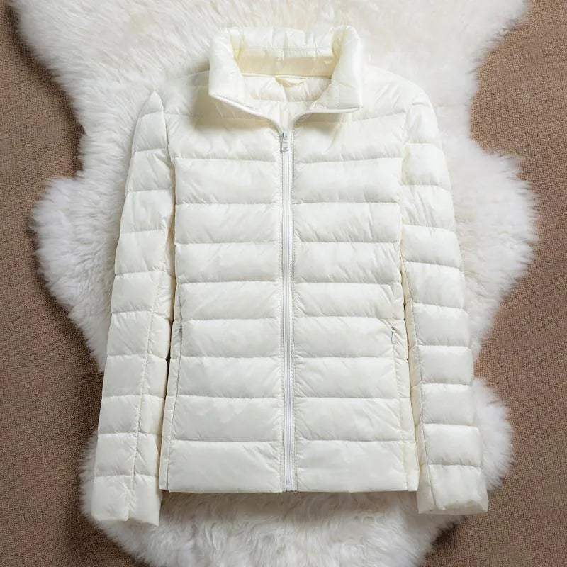 Light Down Coat Women Spring Jacket Fashion Short Ultra Lightweight Packable Puffer Coats Female Down Warm Slim Fit Parkas