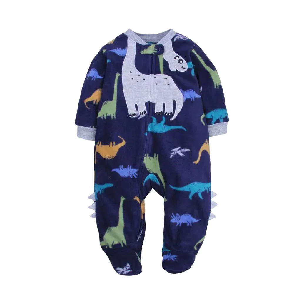 Newborn Baby Romper Spring Autumn Fleece Zipper Boy Girl Pajamas Outfit Animal Jumpsuit Infants Clothing 0 -12 Months