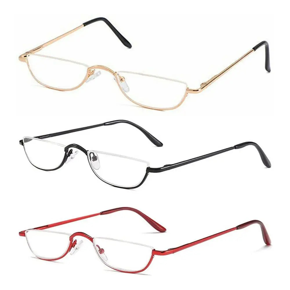 New Half Moon Metal Spring Hinge Reading Glasses Half Frame Ultra Light Resin Eyeglasses Vision Care +1.00~+4.0 Diopter