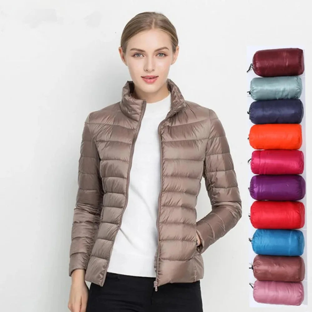 Light Down Coat Women Spring Jacket Fashion Short Ultra Lightweight Packable Puffer Coats Female Down Warm Slim Fit Parkas