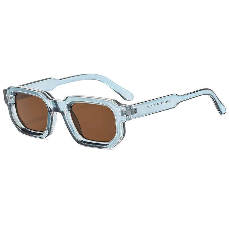 Ins Popular Fashion Square Rivets Men Sunglasses Vintage Punk Gradient Women Trending Green Sun Glasses Shades UV400
