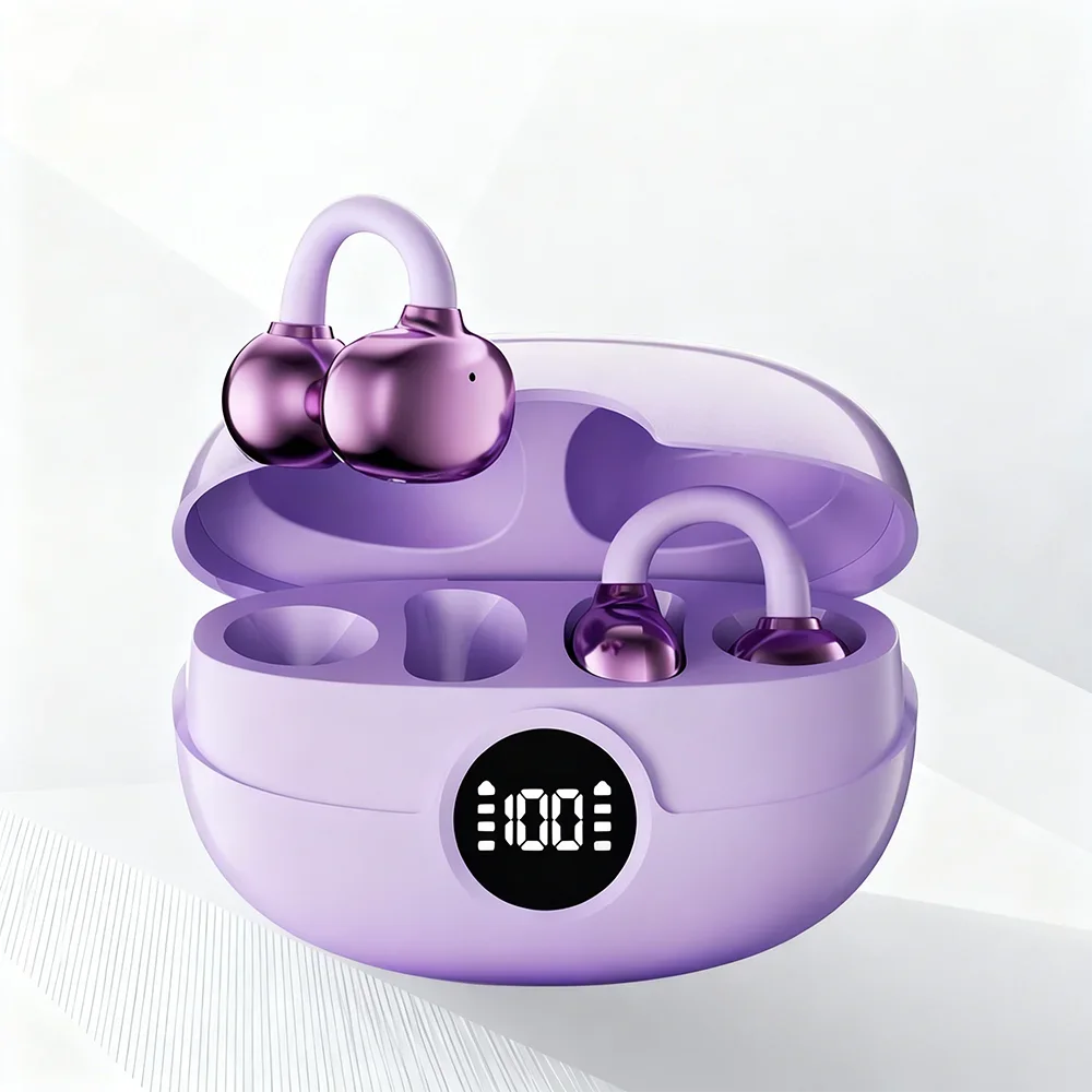 Open Wireless Earphone Fashion Plated Ear Clip Bluetooth Headset 9D Surround Stereo 0 Delay Long Battery Life Game Condenser Mic