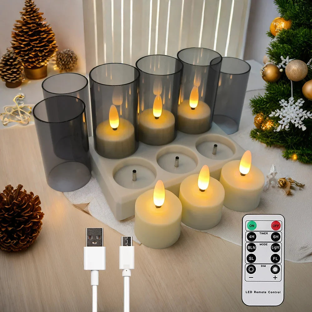 Flameless Candles Rechargeable ﻿Led Candle Electronic Lamp With Timer Remote For Home Decor Wedding Holiday Candle Lights