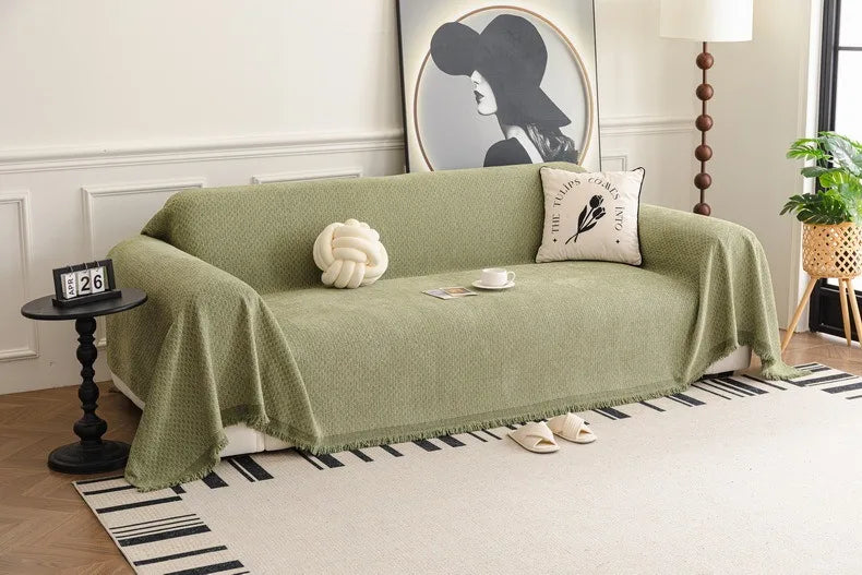 Solid Color Sofa Throw Blanket Non-slip Sofa Slipcovers Pets Kids Dust-proof Couch Armchair Covers Camping Picnic Blankets Home