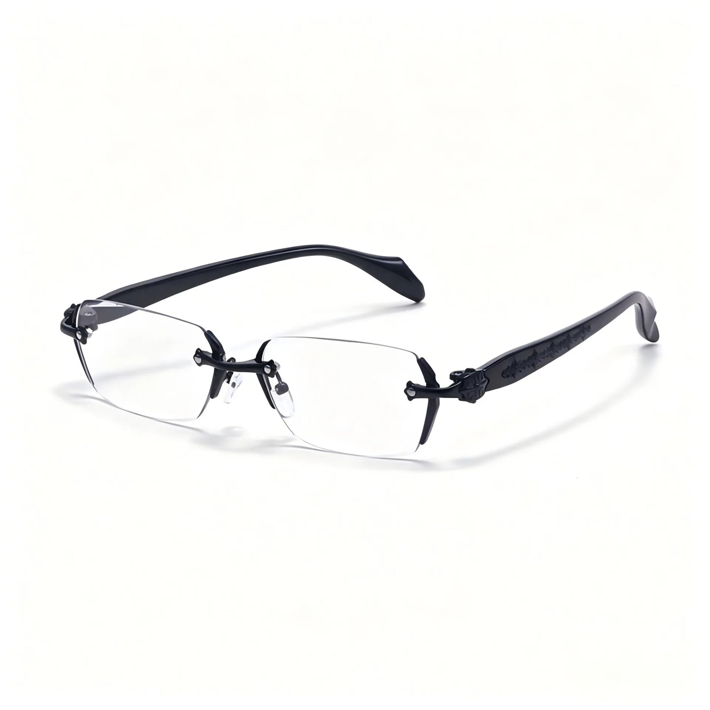 Unisex Square Frameless Metal Reading Glasses Business-Style for Clear Vision Comfortable Lightweight Design