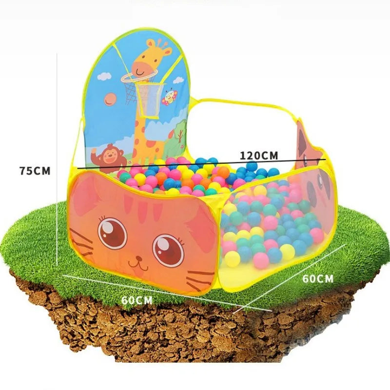120cm Kids Playpen Playground Baby Tent Ball Pool with Basketball Hoop