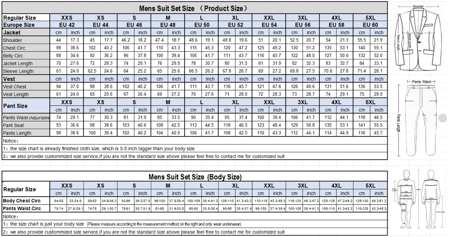 Men's Suits 3pcs Mens Business Suit Notch Lapel Blazer Formal Wedding Groom Pants Tux Vest Tuxedos (Blazer+vest+Pants)