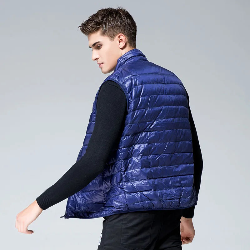 UETEEY 2026 Winter Sleeveless Puffer Vest Jacket Men Packable White Duck Down Waistcoat Lightweight Waterproof Casual Man Coat