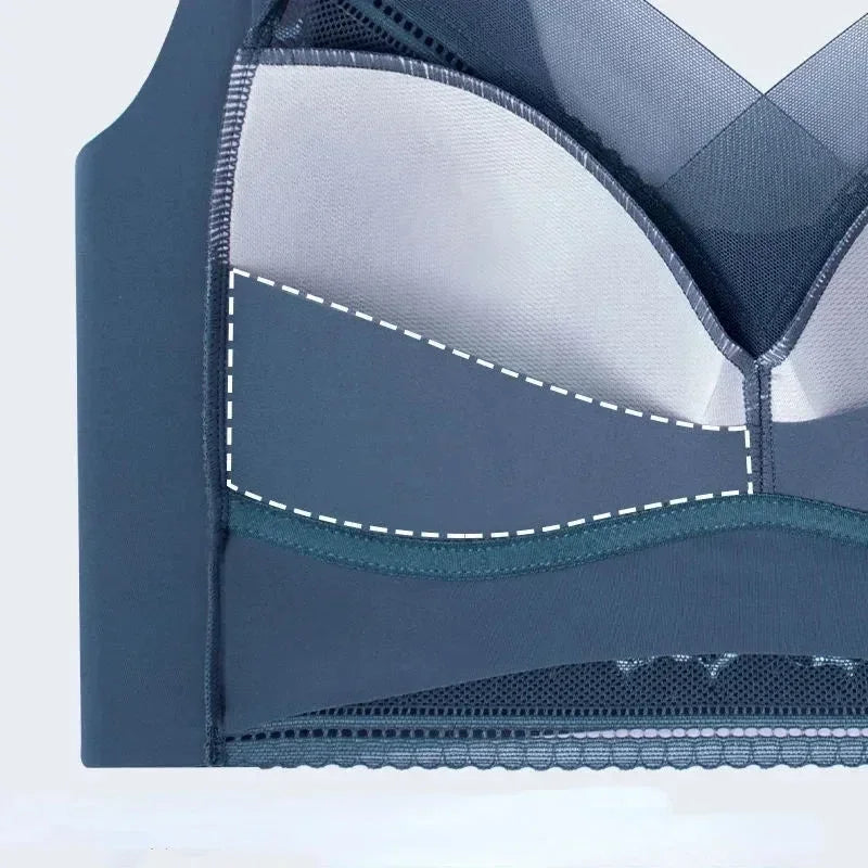 L-6L Mujeres Sujetador Grande Push Up Seda de Hielo Sin Costuras Sujetador Bralette Encaje Sin Aros Sujetadores de Verano Talla Grande Lencería Ropa Interior 15019