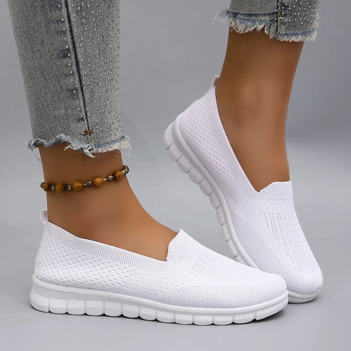 Spring new women's sports shoes, fashionable, breathable, lightweight, non-slip, wear-resistant, casual sports shoes, flat shoes