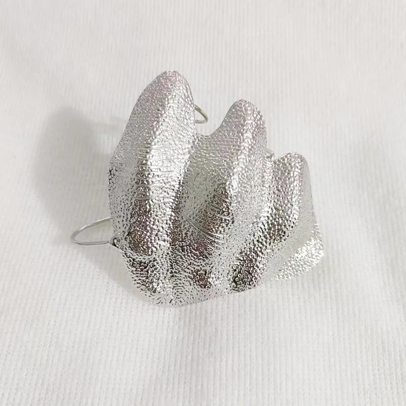 Exaggerated Metal Irregular Pleated Joint Ring for Women Men Exquisite Unique Geometric Texture Adjustable Ring Party Jewelry